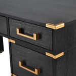 70 inch classic and traditional executive desk with metal trim and 2 file drawers and USB ports - Image 23