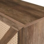 Faux Rattan Barn Door Wine Cabinet with Wine Glass Rack and Double Door Design - Image 14