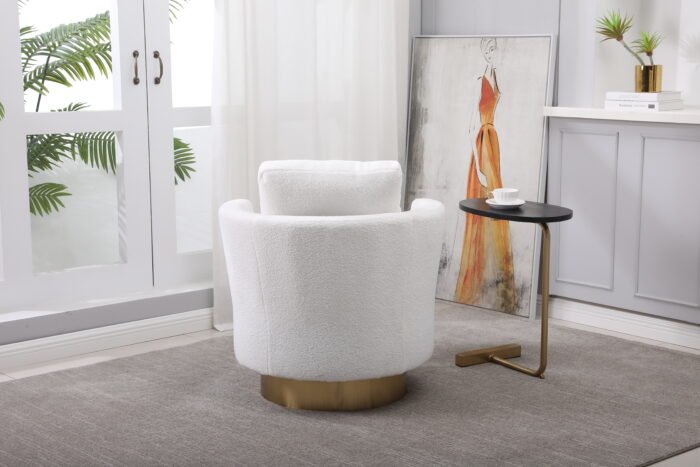 Teddy Rotating Emphasis Bucket Armchair with Gold Stainless Steel Base - Image 7