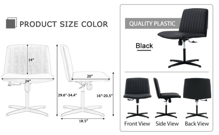 Black High Grade Pu Material Adjustable Office Chair with Swivel Cushion - Image 10