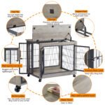 Furniture Dog Cage with Double Doors Grey - Image 6