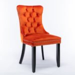 Tufted Solid Wood Contemporary Velvet Upholstered Dining Chairs (2-Pcs Set) Orange - Image 6
