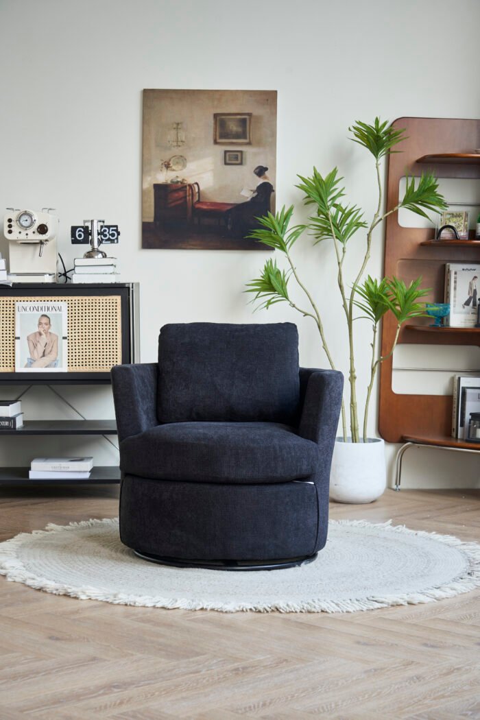 Rotating bucket comfortable circular sofa chair 360 degree, black - Image 5