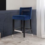 Suede Velvet height Barstool with nailheads (Set of 2) Black