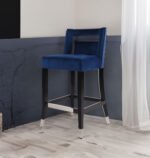 Suede Velvet height Barstool with nailheads (Set of 2) Black