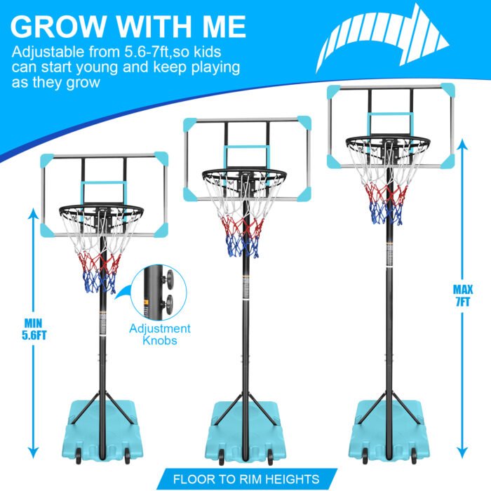 Portable Basketball System with Stable Base and Wheels with height adjustable - Image 7