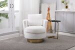Teddy Rotating Emphasis Bucket Armchair with Gold Stainless Steel Base - Image 4