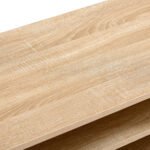 Rattan TV cabinet with double sliding doors and adjustable shelfs and solid wooden legs, Natural - Image 18