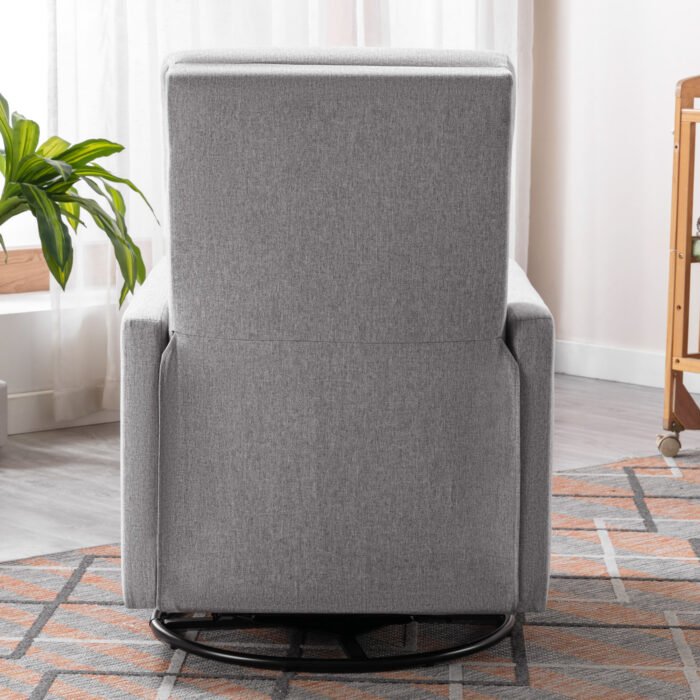 Modern Upholstered Rocker Nursery Chair Plush Glider Swivel Recliner, Gray - Image 16