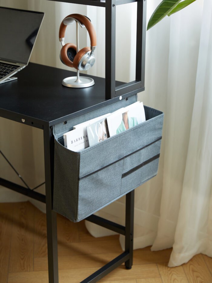 Home Office Desk L shape gaming desk with storage Shelves and stool - Image 5