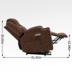 Okin motor Up to 350 LBS Chenille Power Lift Recliner Chair Brown - Image 14
