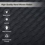 GO 2 Person Hanging Rattan Woven Swing Chair With Ropes, Black - Image 11