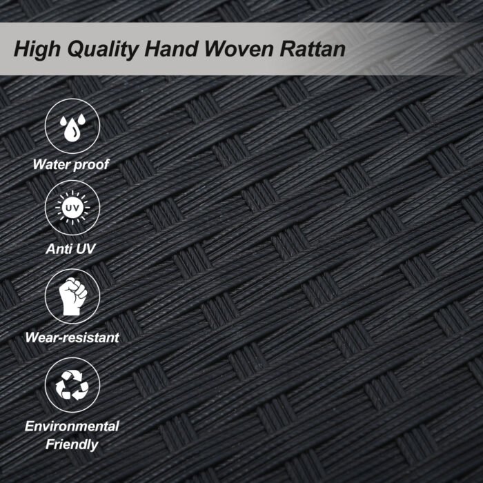 GO 2 Person Hanging Rattan Woven Swing Chair With Ropes, Black - Image 11