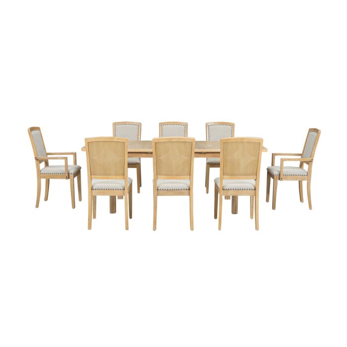 TOPMAX expandable dining table 9 pieces set with detachable leaves and 6 armless chairs and 2 armchairs - Image 13
