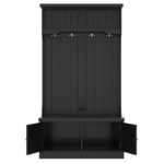 4 in 1 Coat Rack with Storage Shoe Bench for Entryway and Hallway, Black - Image 6