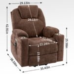 Okin motor Up to 350 LBS Chenille Power Lift Recliner Chair Brown - Image 4