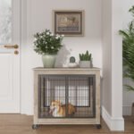 Furniture Dog Cage with Double Doors Grey - Image 8