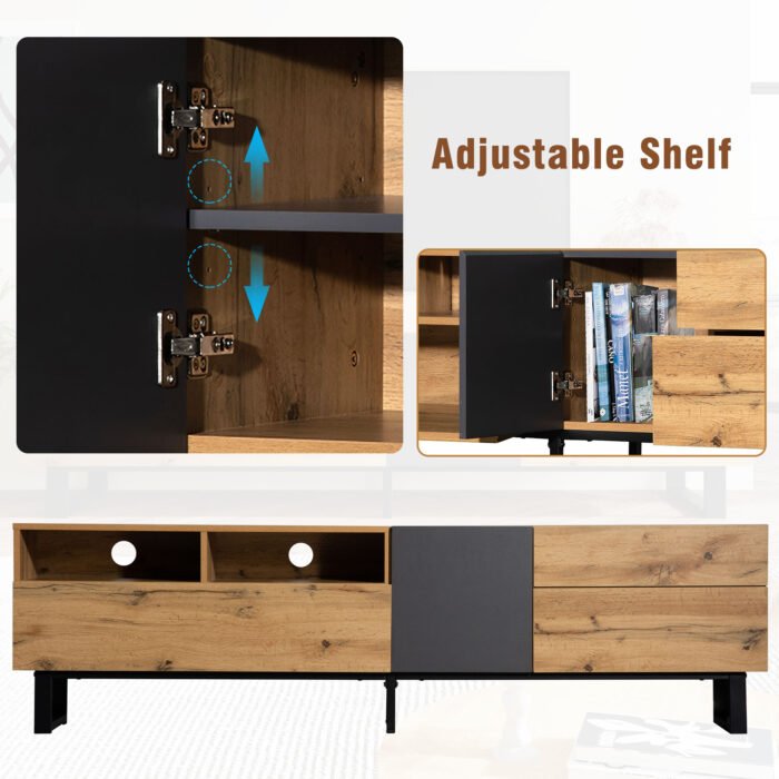 Modern TV Stand for 80'' TV with Double Storage Space - Image 9