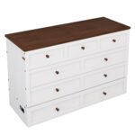 Solid Pine Queen Size Murphy Bed Chest with Charging Station and Large Storage Drawer - Image 12