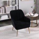 Mid Century Chair velvet Sherpa Armchair for Living Room (Navy) - Image 3