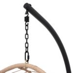 Outdoor Indoor Swing Egg Chair Natural color wicker with beige cushion - Image 4