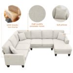 Modern U Shape Sectional Sofa 7 Seat Fabric Sectional Sofa Set - Image 10