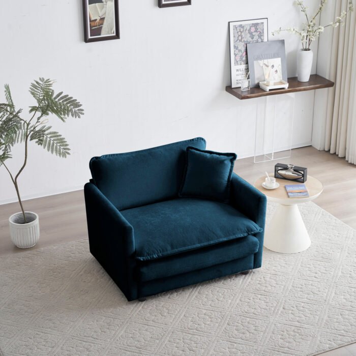 Comfy Deep Single Chenille Fabric Upholstered Seat Sofa Armchair - Image 3