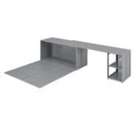 Queen Size Murphy Bed with Rotable Desk  Gray - Image 19
