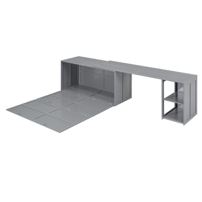 Queen Size Murphy Bed with Rotable Desk  Gray - Image 19