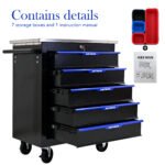 5 Drawers Multi Functional Tool Cart With Wheels, Black and Blue - Image 9