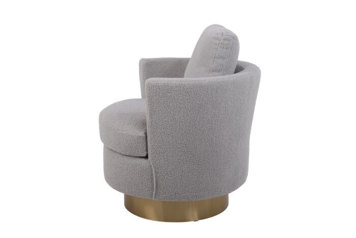 Teddy Rotating Emphasis Bucket Armchair with Gold Stainless Steel Base, Gray - Image 16