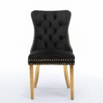 Solid wooden velvet cushion chair with gold-plated stainless steel chair legs - Image 9