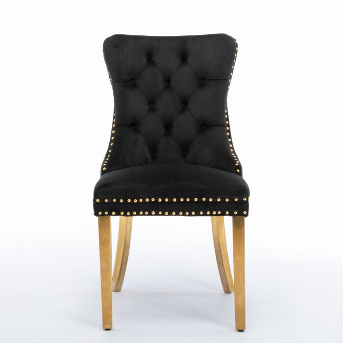 Solid wooden velvet cushion chair with gold-plated stainless steel chair legs - Image 9
