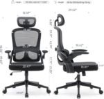 High backrest Black mesh office chair with 3D armrests with adjustable headrest - Image 8