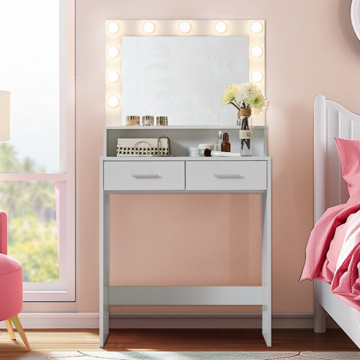 Makeup Vanity Desk with Mirror Lamp Light - Image 2
