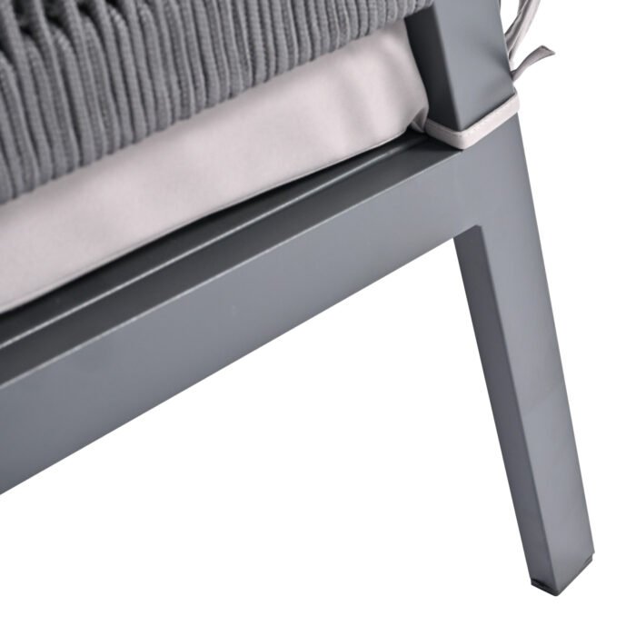 Outdoor Deep Seating Furniture Set with Tempered Glass Table with Thick Cushions, Gray - Image 12