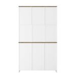 Farmhouse Bar Cabinet with Sliding Barn Door Rustic Coffee, White - Image 5