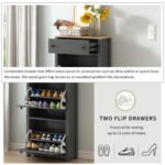 Entryway functional Organizer with 2 flipped drawers and adjustable panel shoe rack - Image 11
