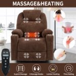 Okin motor Up to 350 LBS Chenille Power Lift Recliner Chair Brown - Image 12