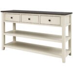 Retro Design Console Table with Two Open Shelves (Espresso+Beige) - Image 12