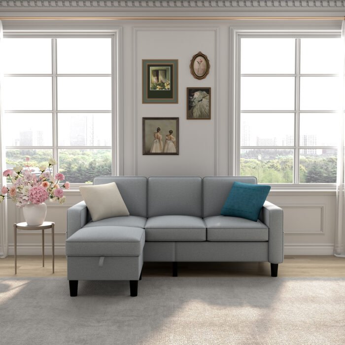 Light grey L-shaped design Sofa for compact Spaces - Image 3