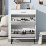 Shoe rack storage with drawers and metal legs and 2 flippable drawers - Image 4