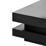 ON-TREND High Gloss Minimalist Design with LED Lights 2-Tier Square Coffee Table Black - Image 13