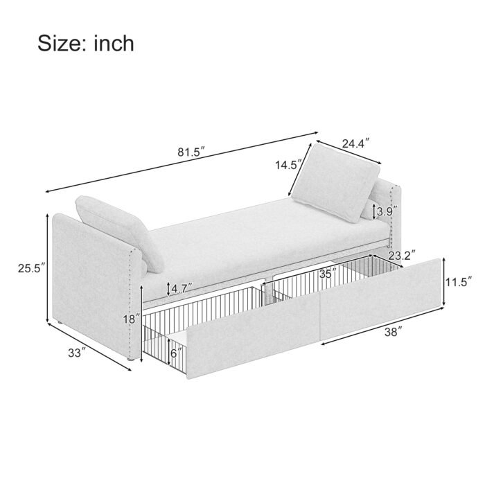 Modern cushioned lounge chair sofa bed - Image 4