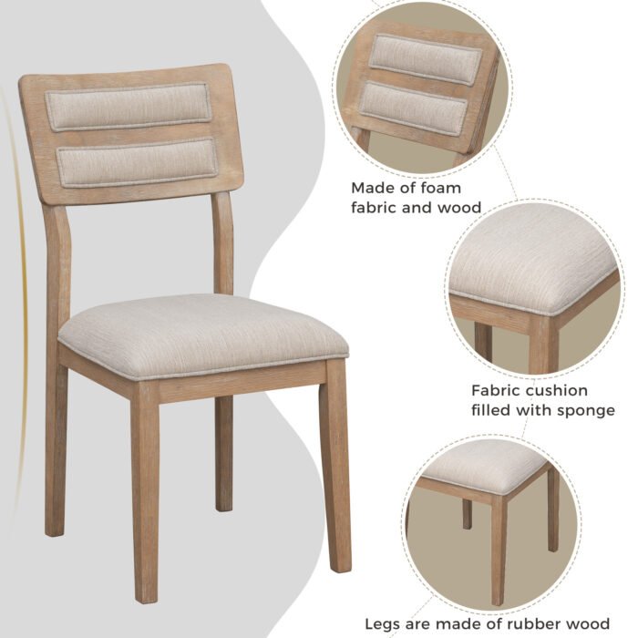 TREXM Classic and Traditional Style 6 Piece Dining Set (Natural Wood Wash） - Image 8