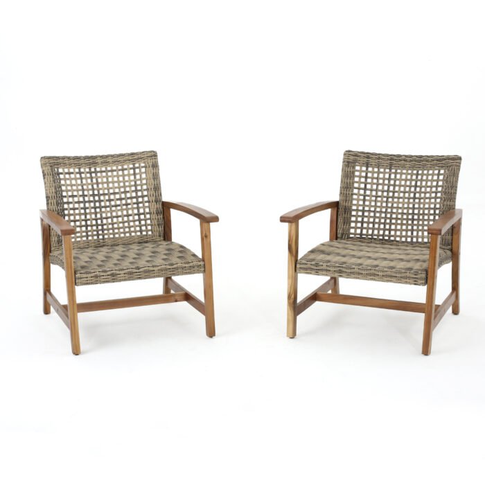 Hampton Wood + Wicker Club Chair (set of 2) - Image 4