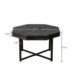 Wooden octagonal retro patchwork craft wooden tabletop coffee table with metal leg - Image 6