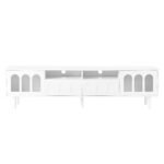 ON-TRANS TV stand with LED light strip and tempered glass door (up 80"), White - Image 2