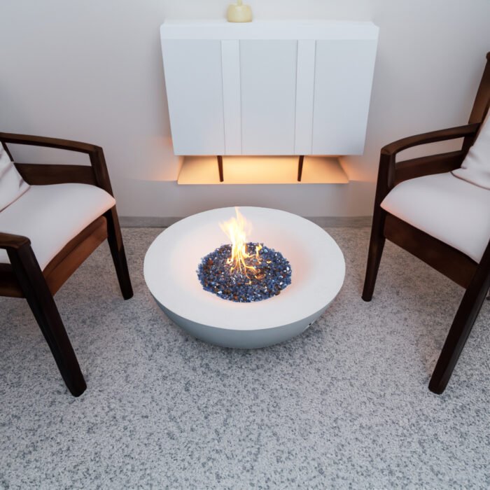 42 Inch Outdoor Concrete Propane gas Fire Pit bowl, Dark Gray - Image 2