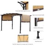 12x9 Ft Outdoor Retractable Pergola Patio Gazebo with Steel Frame - Image 11